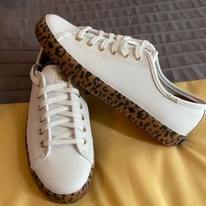 White leather Keds with leopard